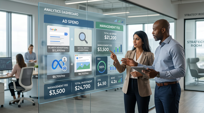 Paid advertising services cost and management fee comparison for 2026